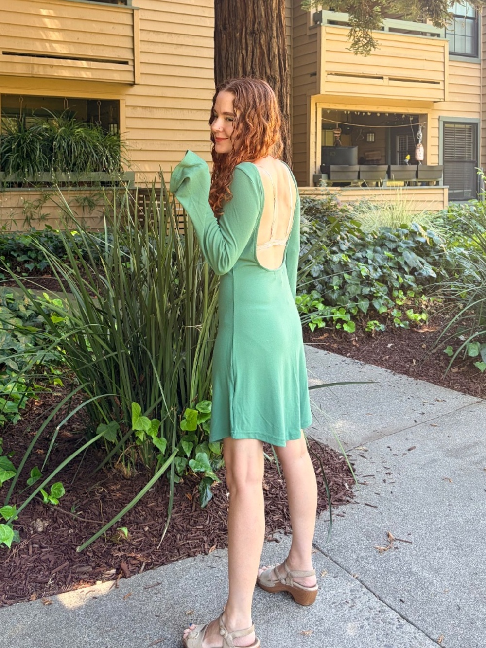 Green free people backless jersey dress XS NWT - Picture 6 of 6